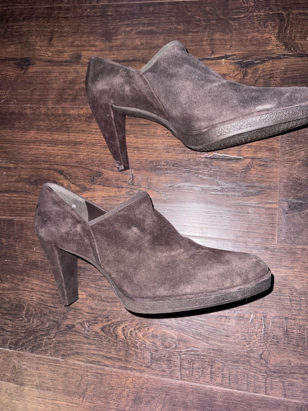 Stuart Weitzman Dark Brown Suede Slip-On Booties